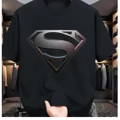 Camiseta Masculina Feminina Oversized Estampa Logo do Superman em Textura Metálica T-shirt Streetwear Moda