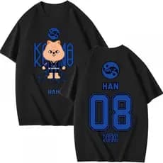 Camiseta Masculina Feminina Oversized Estampa Han 08 SKZ Karma Personagem de Desenho Animado T-shirt Streetwear