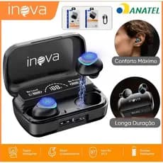 Fone  Bluetooth sem fio TWS 5.3 Cancelamento Ruído Bateria 36H Driver 14.2mm