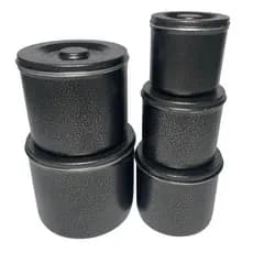 Jogo Conjunto Mantimentos Pote Kit 5 Peças Em Aluminio Preto Craqueado Ideal Arroz Feijão Farinha