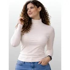 Blusa Feminina Cacharrel Manga Longa Gola Alta Segunda Pele Blusinha Basica Tshirt