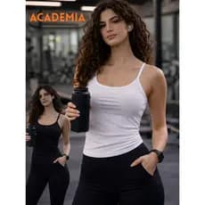 Camiseta Feminina Básica Alcinha Fitness Regata Academia Crossfit Zero Transparência Suplex