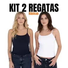 Kit 2 Regata Feminina Alça Fina Básica Moda Basic Blusinha Alcinha Fitness Casual Blogueira
