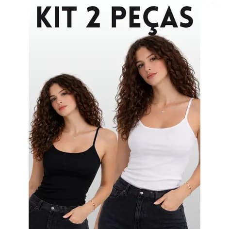 Kit 2 Regata Feminina Alça Fina Básica Moda Basic Blusinha Premium Alcinha Look Perfeito