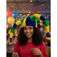 CHAPÉU LUXO BOBO DA CORTE COM 4 PONTAS | CARTOLA | JOGO DO BRASIL | BRAZIL | COPA | FUTEBOL | FESTA FANTASIA | PEGADINHA