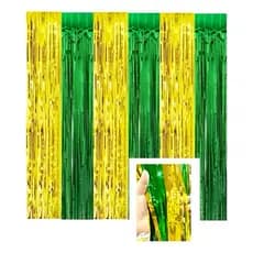 CORTINA METALIZADA DE RÁFIA BRASIL | TAM.: 1X2M | DECORAÇÃO | CASA E FESTA | COPA DO MUNDO | SELEÇÃO BRASILEIRA | JOGO