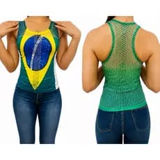 Blusinha Regata Vazada Do Brasil | Tamanho Único | Copa Do Mundo, Bandeira, Futebol, Jogos, Seleção Brasileira, Feminina