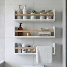 KIt 3 Prateleiras  MDF  Branco 50 cm  Madeira  Dulce  Banheiro Multiuso Porta Cosmético Nicho Auxiliar