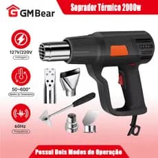 GM Bear Soprador Térmico Profissional 2000W 4 Bicos 2 Velocidades 3 Temperaturas para Soldagem Eletrônica Instalações
