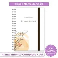Planner da Noiva Personalizado com Nome Capa Dura | Planejamento Casamento 12 Meses | Presente Noiva