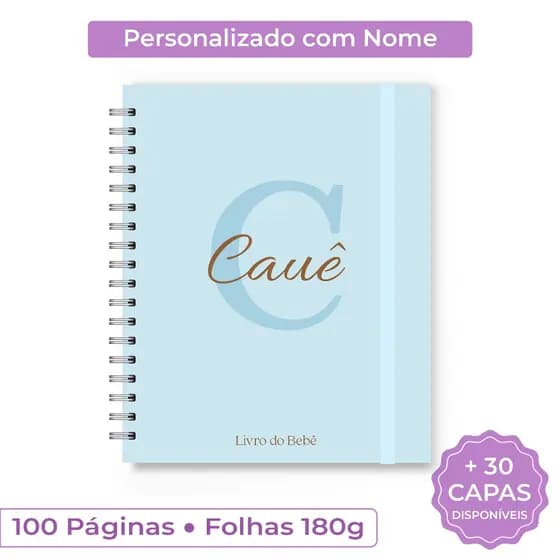 Livro do Bebê Personalizado com Nome | Álbum do Bebê 100 Páginas | Capa Dura