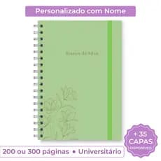 Caderno Universitário Personalizado com Nome | Capa Dura 200 ou 300 Páginas | Caderno Grande 20x28