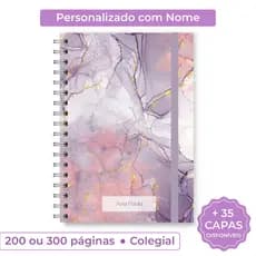 Caderno Escolar Colegial Personalizado com Nome | Caderno Colegial Capa Dura 200 ou 300 Páginas