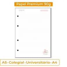 Folha de Fichário Premium 90g | A5, Colegial, Universitário ou A4 | Refil Para Fichário de 4 Furos