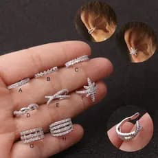 316L 1Pc Helix Cartilagem Conch Jóias De Perfuração Falsas Ajustável Cz Punho Sem Piercing Brinco
