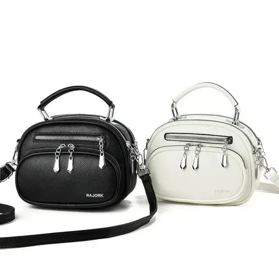 Bolsa Feminina Média De Couro Para Usar No Ombro Ou Transversalmente, Com Vários Bolsos. RAJORK MODA