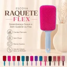 Escova de Cabelo Raquete Flex Desembaraço Suave e Sem Quebrar os Fios