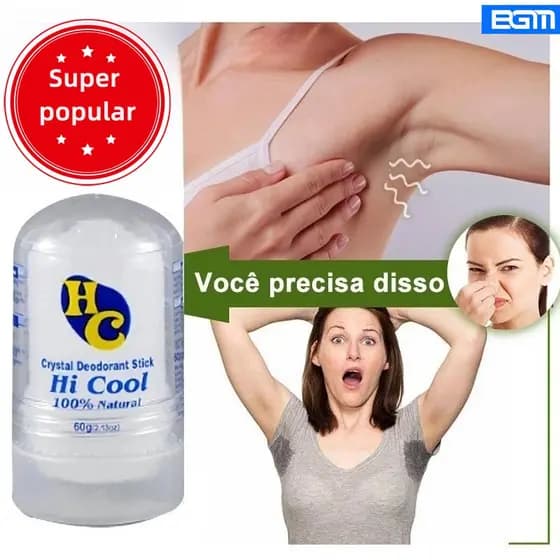 BGM-Desodorante Natural Pedra Cristal De Sal 60g Unisex Hi Cool