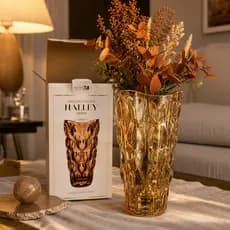 Vaso Ambar Halley 24cm Vaso Decorativo Vidro Médio