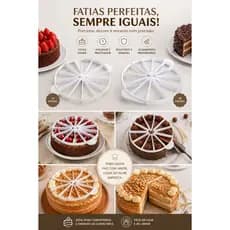 Marcador e Cortador de Bolo 10 e 12 Fatias Divisor de Bolo Pudim Uniforme Fatiador Prático Cozinha Confeitaria