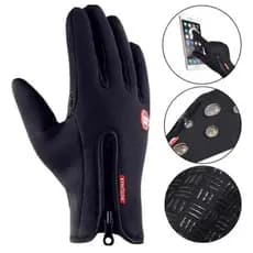Luva Neoprene Moto Ciclista Térmica Impermeável Touch Screen Preta Neoprene