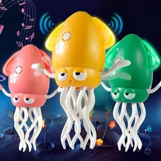 Brinquedo Polvo Dançante Musical para Bebê – Interativo Educativo com Luz LED e Estímulo Sensorial