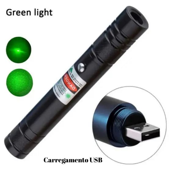 Ponteiro Laser Verde USB, para Aula, Reunião, Astronomia e Pets, Alta Visibilidade 5000m