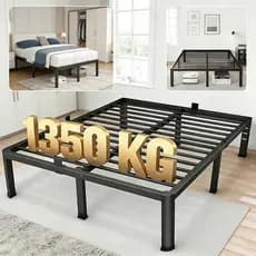 Estrado de Metal Dobrável para Cama Solteiro/Casal/Queen, Fácil Montagem com Ripas de Aço Reforçadas– com Suportes de Ri