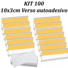 Kit 100 Aparadora de Gôndola com Porta Etiqueta de Preço 10x3.5cm Transparente