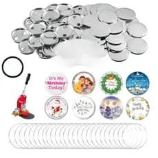 32mm/44mm/58mm Branco Pins E Bottons 100 Kits Para Mecolour Máquina De Button, Con cubierta trasera de carcasa
