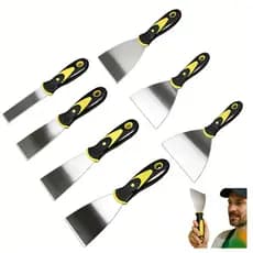 Kit 7 Espátulas Aço Inox Massa Corrida Raspar Parede Tinta Espátula de aço inox multiuso de pintura