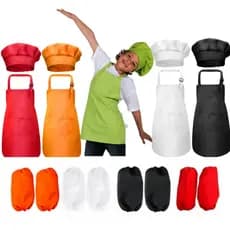 kit Avental Infantil 4 a 12 Anos em Tecido Oxford, Produto Resistente E DuráVel,Cozinha,Escola,Chef