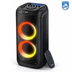 Caixa de Som Bluetooth Karaokê Philips 1300W Party Speaker LED USB AUX Bivolt Função TWS Cartão SD