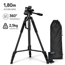 Tripé 1,80m Universal Câmera Suporte para Celular até 2,5kg e Bolsa para Transporte