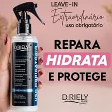 Leave-in Spray Reconstrutor Finalizador Capilar Protetor Térmico Anti Frizz Liso Filtro Solar D.Riely Uso Obrigatório