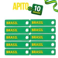 Kit 10 Unidades Apito Brasil Verde e Amarelo Torcida Festa Barulho