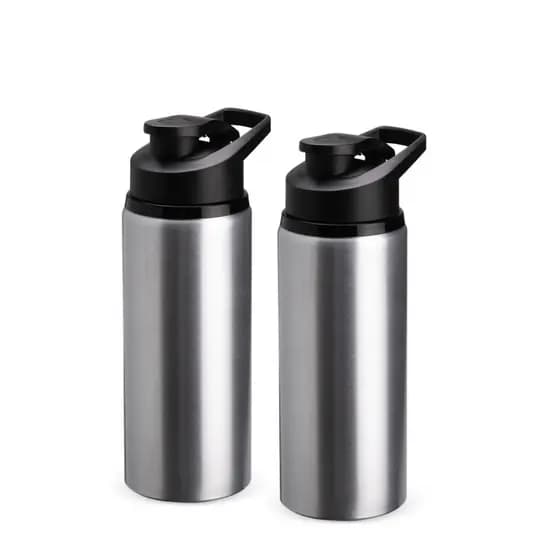 Garrafa Prata Squeeze De Alumínio 600ml com Alça