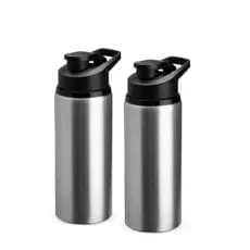 Garrafa Prata Squeeze De Alumínio 600ml com Alça
