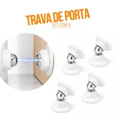 Kit Com 4 Prendedor de Porta Magnético Cromado Fácil Instalação Alta Fixação