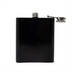 Porta Whisky Cantil 7oz Preto Aço Inox Compacto Elegante