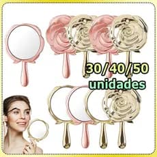 Kit 30/40/50 Espelho de maquiagem padrão de rosa espelho de mão espelho para presente de festa Espelho de bolso