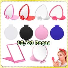 Kit 10/20 Mini espelho de maquiagem espelho de bolso espelho em formato de coração/redondo/quadrado espelho dobrável