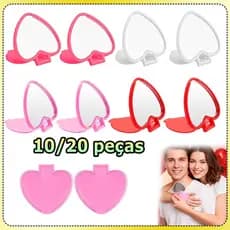 10/20 Mini espelho de maquiagem espelho de bolso espelho portátil em forma coração espelho dobrável presente de festa