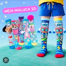 Meia Infantil Divertida 3D - Meias unissex diversos personagens