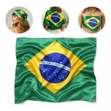Lenço Bandana Bandeira do Brasil Cetim grande / Feminino Multiuso Copa 2026