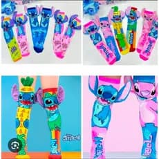 Meia 3D Stitch e Angel com Orelhas – Estilo e Conforto em Cada Passo!