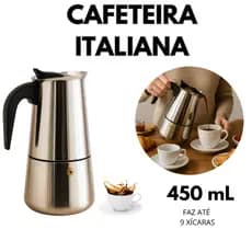 Cafeteira Italiana de Inox 450 ml Faz Até 9 Xícaras de Café Resistente Ao Calor Prata presente dia das mães