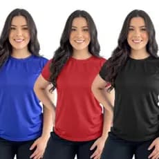 Camiseta Moda Fit Dry Feminina Baby Look Poliéster Academia