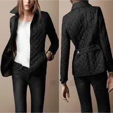 Casaco de algodão e seda quente, de corte slim, com lapela e fecho de um botão, em estilo de moda popular.*&&-
