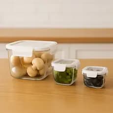 Potes Kit 3 Quadrados Herméticos Plástico Mantimentos Guarda Alimentos Vedação